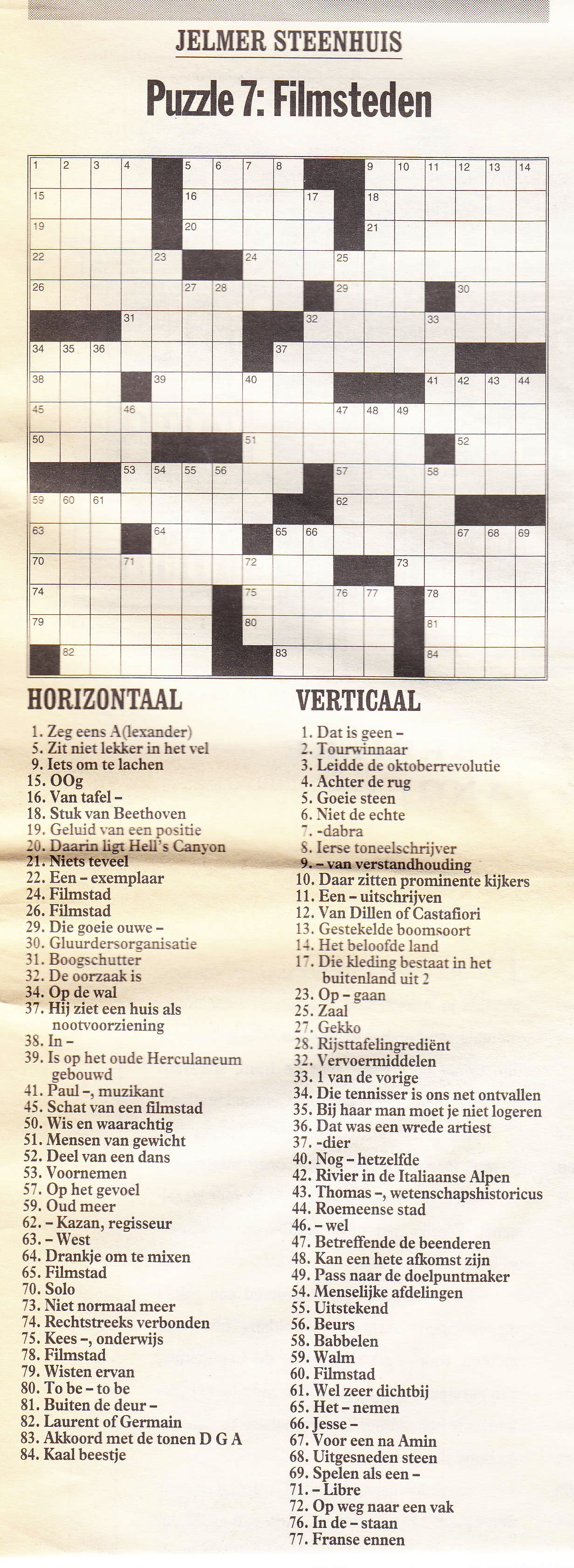 Themapuzzel met als thema Filmsteden